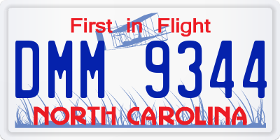 NC license plate DMM9344