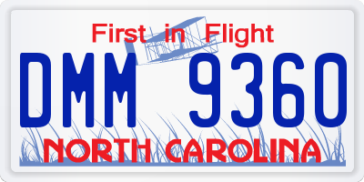 NC license plate DMM9360