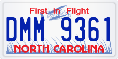 NC license plate DMM9361