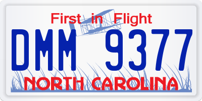NC license plate DMM9377