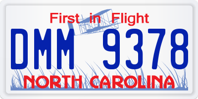 NC license plate DMM9378