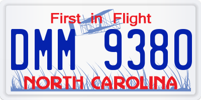 NC license plate DMM9380