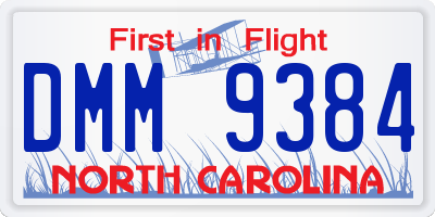 NC license plate DMM9384