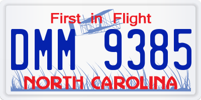 NC license plate DMM9385