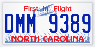 NC license plate DMM9389