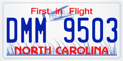 NC license plate DMM9503
