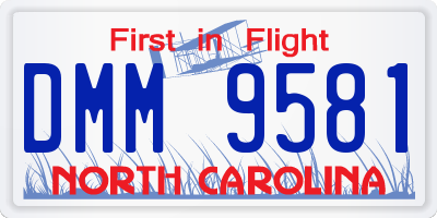 NC license plate DMM9581