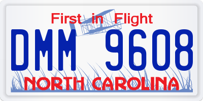 NC license plate DMM9608