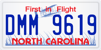 NC license plate DMM9619