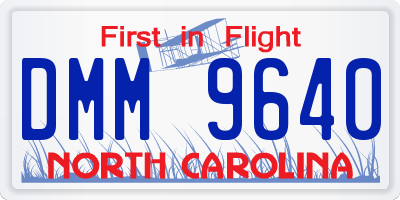 NC license plate DMM9640