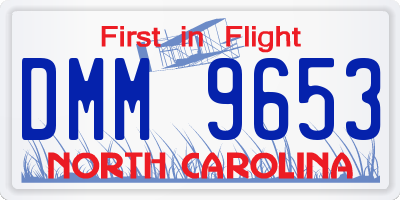 NC license plate DMM9653
