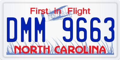 NC license plate DMM9663