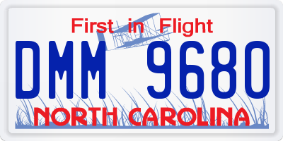 NC license plate DMM9680