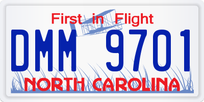 NC license plate DMM9701