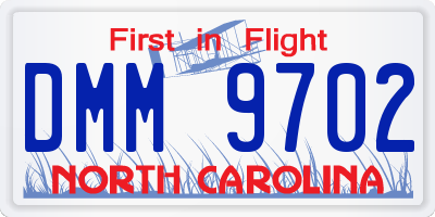 NC license plate DMM9702