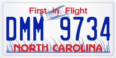 NC license plate DMM9734