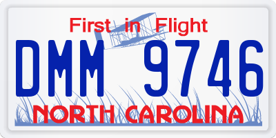 NC license plate DMM9746
