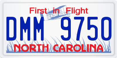 NC license plate DMM9750