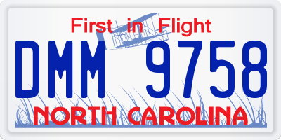 NC license plate DMM9758