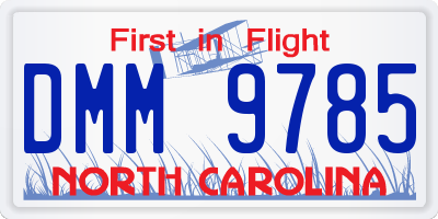 NC license plate DMM9785