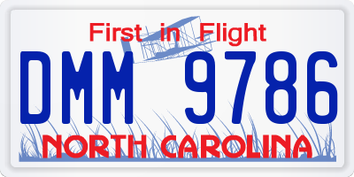 NC license plate DMM9786