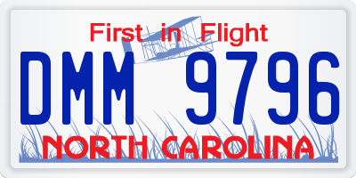 NC license plate DMM9796