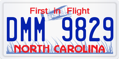 NC license plate DMM9829