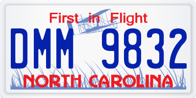 NC license plate DMM9832
