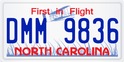 NC license plate DMM9836