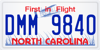 NC license plate DMM9840