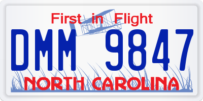 NC license plate DMM9847