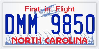 NC license plate DMM9850