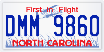 NC license plate DMM9860