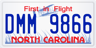 NC license plate DMM9866