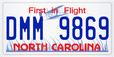 NC license plate DMM9869