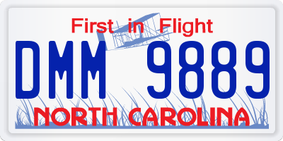 NC license plate DMM9889