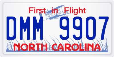 NC license plate DMM9907