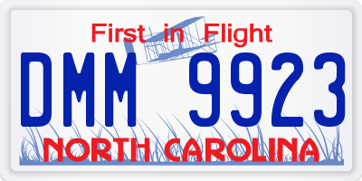 NC license plate DMM9923