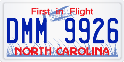 NC license plate DMM9926