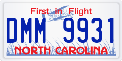 NC license plate DMM9931