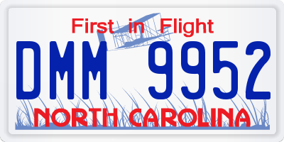 NC license plate DMM9952