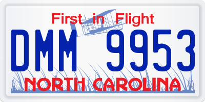 NC license plate DMM9953