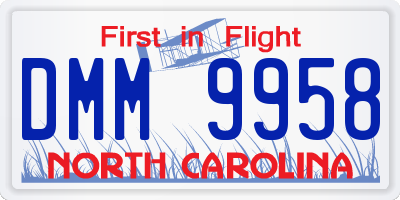 NC license plate DMM9958
