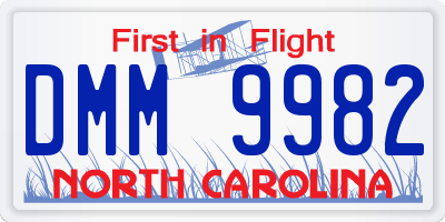 NC license plate DMM9982