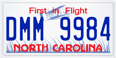NC license plate DMM9984