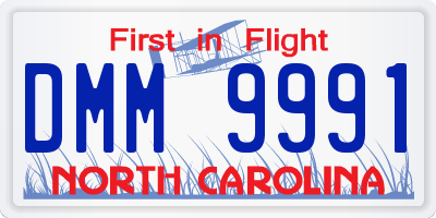 NC license plate DMM9991