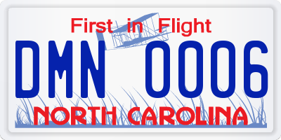 NC license plate DMN0006