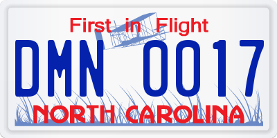NC license plate DMN0017