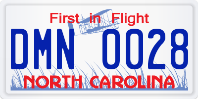 NC license plate DMN0028