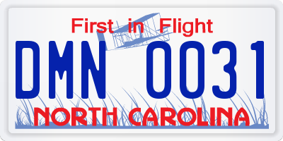 NC license plate DMN0031